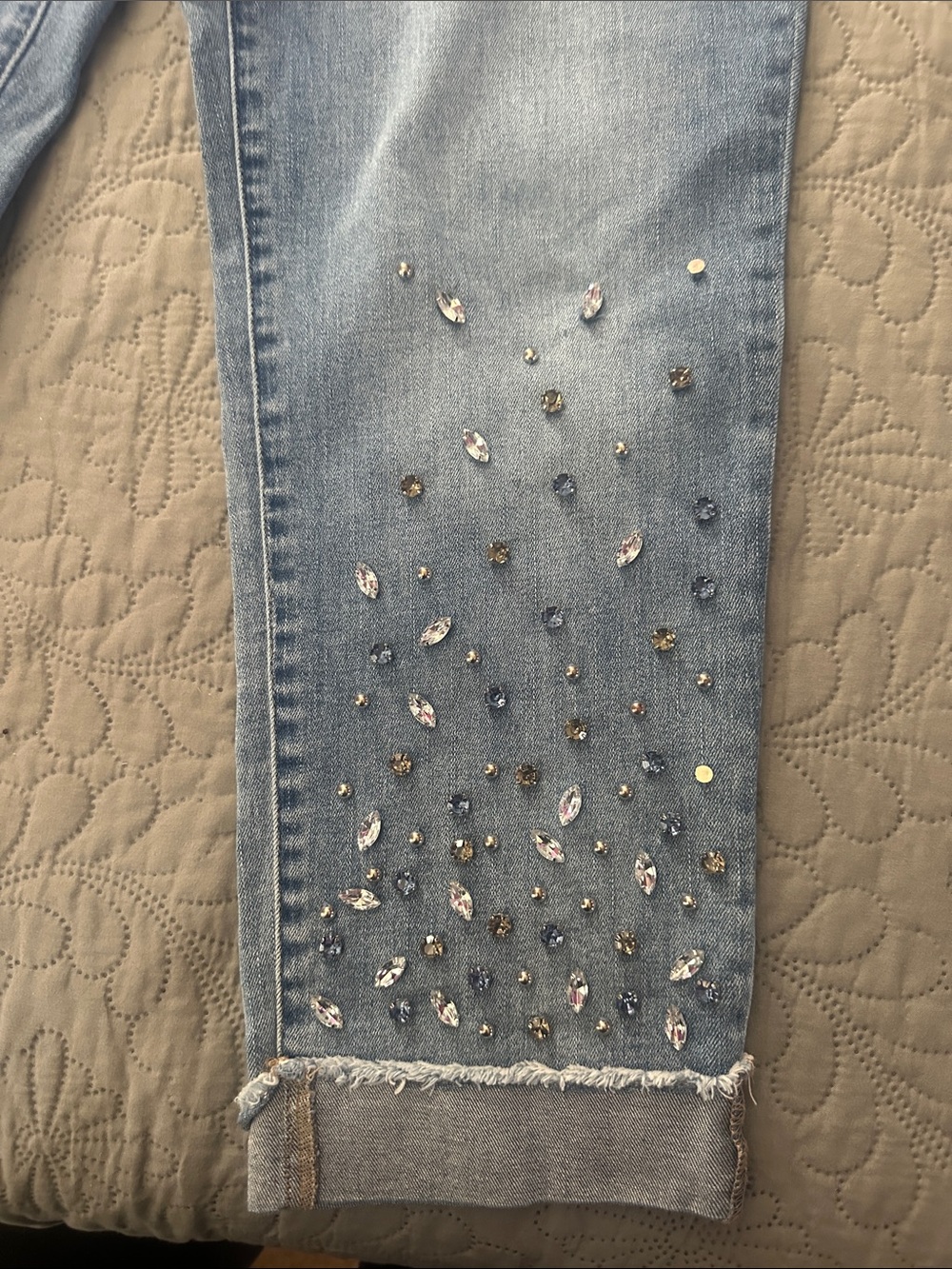Chico's Light Blue Embellished Women's Jeans - Picture 3 of 10